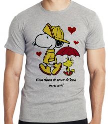  Camiseta Infantil Chuva de Amor de Deus Snoopy