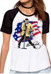 Blusa Feminina  Elvis Presley bandeira EUA