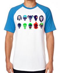 Camiseta Raglan Esquadrão Suicida faces