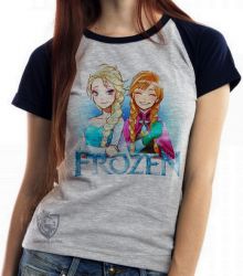 Blusa  feminina Frozen Anna Elsa desenho