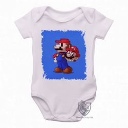 Roupa  Bebê Super Mário pixel