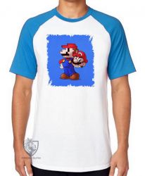 Camiseta Raglan Super Mário pixel