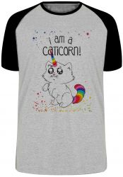 Camiseta Raglan I am a caticorn gato unicórnio