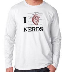 Camiseta Manga Longa I love nerds heart coração