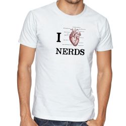 Camiseta  I love nerds heart coração