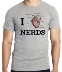 Camiseta Infantil I love nerds heart coração