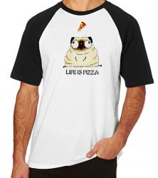 Camiseta Raglan Life is pizza pug