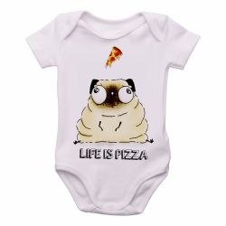 Roupa Bebê Life is pizza pug