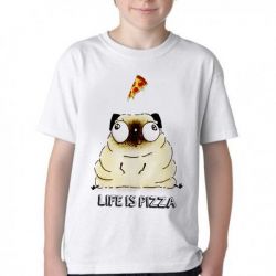 Camiseta Infantil Life is pizza pug