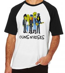 Camiseta Raglan Simpsons Guns in Roses