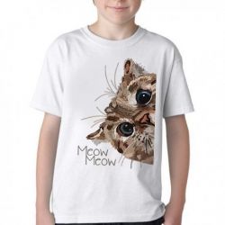 Camiseta Infantil Meow gato 