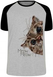 Camiseta Raglan Meow Gato 