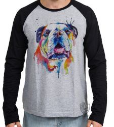 Camiseta Manga Longa Cachorro Bulldog