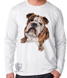 Camiseta Manga Longa Cachorro Bulldog Dog