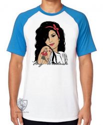 Camiseta Raglan Amy Winehouse retrô