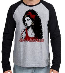 Camiseta Manga Longa Amy Winehouse vermelho