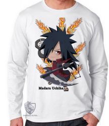 Camiseta Manga Longa Mangá Naruto Madara Uchiha 
