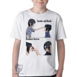 Camiseta Infantil  Mangá Naruto Sasuke e Itachi