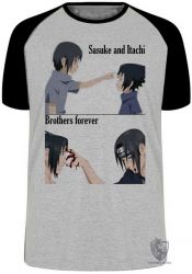 Camiseta Raglan  Mangá Naruto Sasuke e Itachi