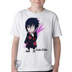 Camiseta Infantil  Mangá Naruto Sasuke Uchiha pequeno