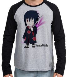 Camiseta Manga Longa  Mangá Naruto Sasuke Uchiha pequeno