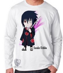 Camiseta Manga Longa  Mangá Naruto Sasuke Uchiha pequeno
