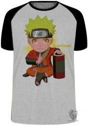 Camiseta Raglan  Mangá Naruto Uzumaki pequeno