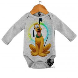 Roupa Bebê manga longa  Pluto cachorro Mickey