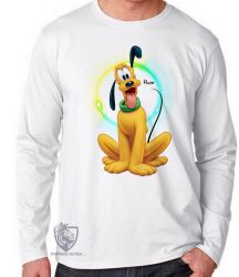 Camiseta Manga Longa  Pluto cachorro Mickey