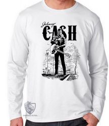 Camiseta Manga Longa Johnny Cash